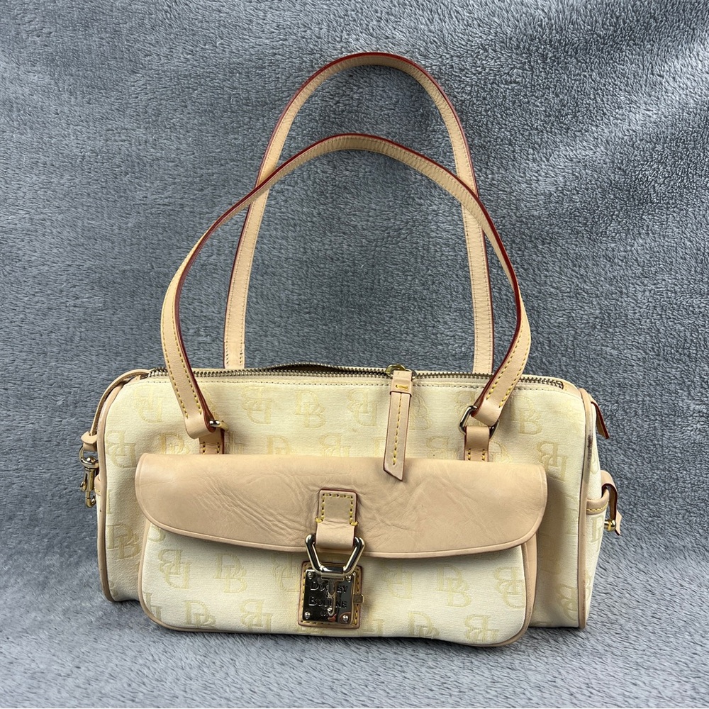 Dooney and Bourke Mini East West Slim Top Tan/Cream Purse Bag #32915273